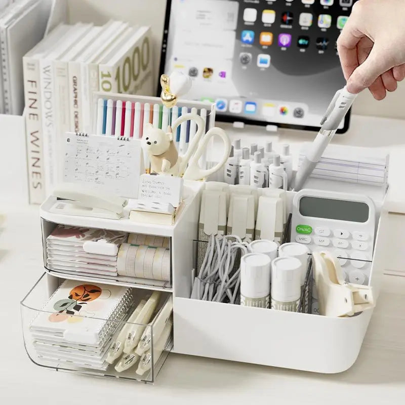 Boîte de rangement de bureau, tiroir divisé pour une organisation facile, organiseur de papeterie de bureau, étagère de rangement pour bureau d'étude