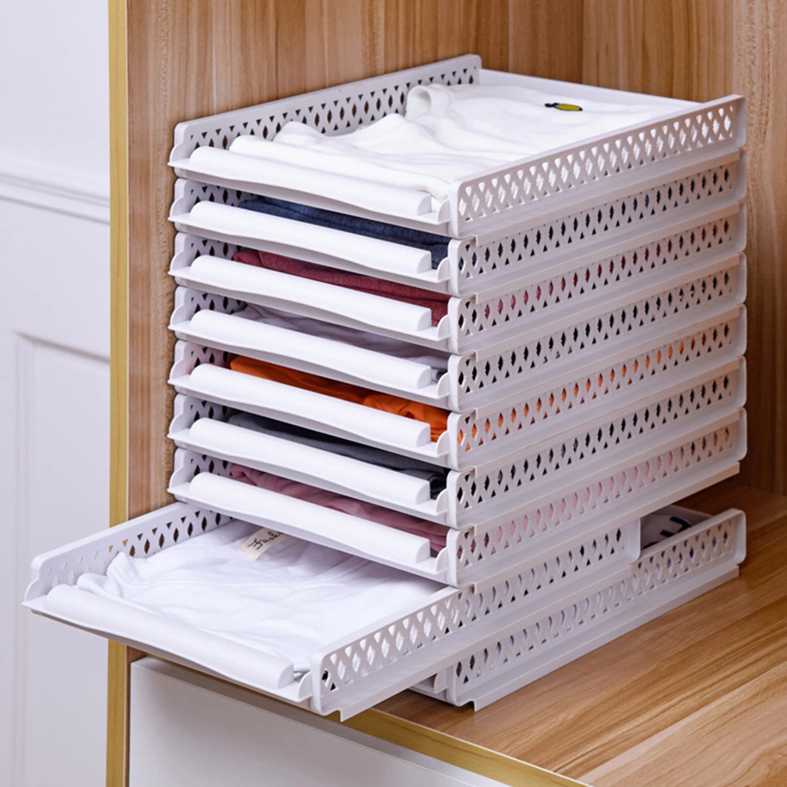 Étagères de rangement pour chambre à coucher, armoire, penderie, séparations de couches, organisateur de tiroirs domestique, boîte de rangement empilable, outil de séparation d'espace