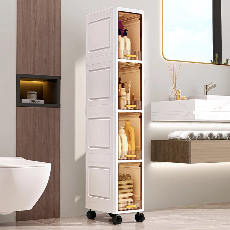Meuble de rangement étroit de 20 cm, organisateur roulant fin à 3/4/5 niveaux avec roues, étagère peu encombrante Blanc de rangement polyvalent