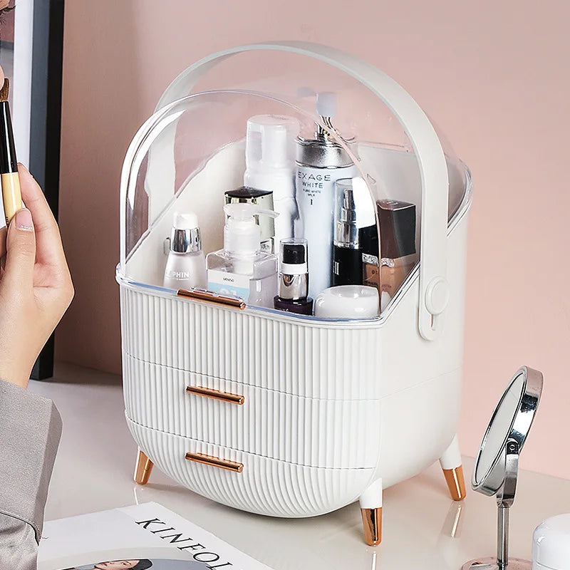 Boîte de rangement pour cosmétiques, grande capacité, étanche à la poussière, pour salle de bain, bijoux, maquillage, produits de soin à domicile, tiroir de rangement pour maquillage