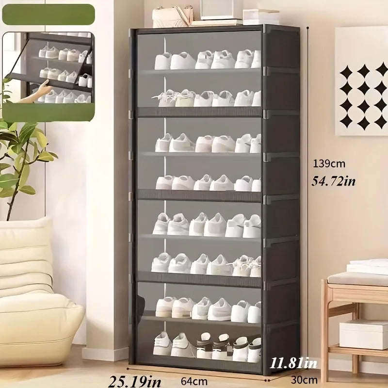 Meuble à chaussures anti-poussière simple sur pied, étagère facile à monter pour dortoir, chambre, maison de location, fournitures d'organisation d'entrée