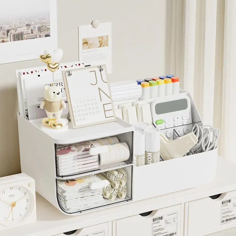 Boîte de rangement de bureau, tiroir divisé pour une organisation facile, organiseur de papeterie de bureau, étagère de rangement pour bureau d'étude