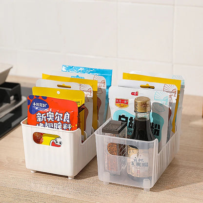 Storage Box With Partitions Refrigerator Organizer Bin Plastic Food Storage Organizer Tapes, Books, Seasoning Bags Storage Boxes