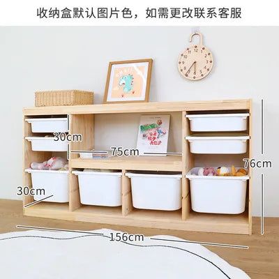 Children Room Preschool Floor Stand Storage Bookshelf Book Rack Wooden Four Layers Kids Toys Sundries Storage Cabinet Wood