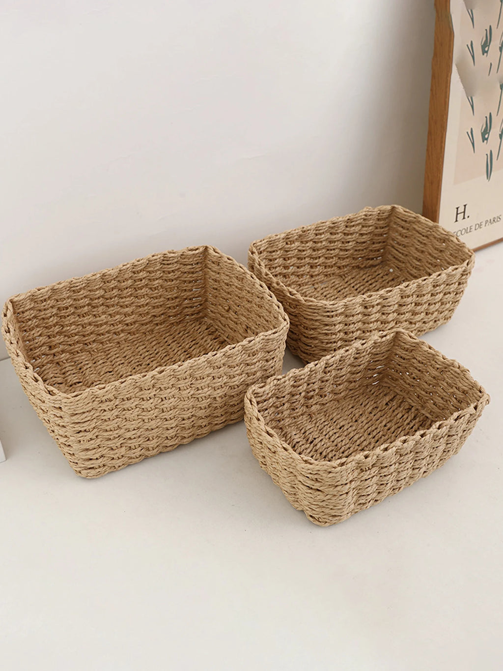 Handwoven Storage Basket — Home & Desktop Organizer for Miscellaneous Items, Cosmetics, Living Room Clothes, Toys, and Other