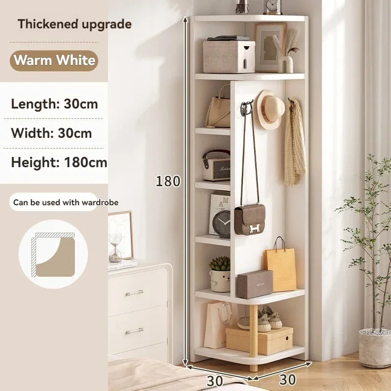 Meuble de rangement d'angle à usage domestique, meuble simple pour entrée, porte-manteau, vitrine murale d'angle, bibliothèque sur pied, chambre à coucher