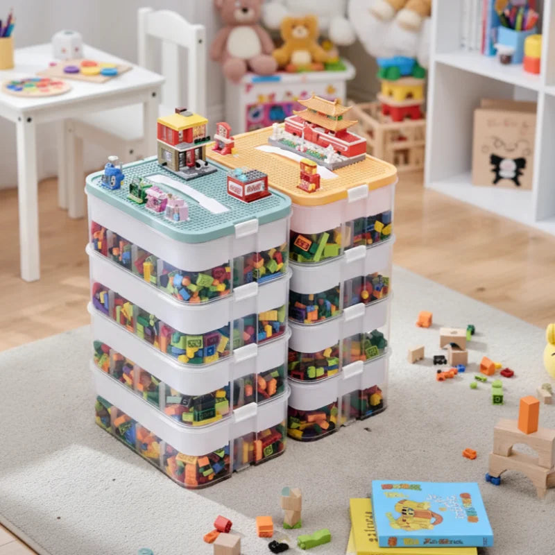 Kids Building Block Storage Box Adjustable Sundries Container Classified Small Storage Container Jewelry Organizer Box