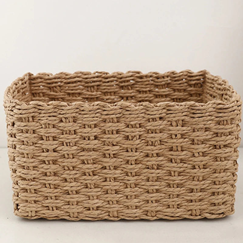 Handwoven Storage Basket — Home & Desktop Organizer for Miscellaneous Items, Cosmetics, Living Room Clothes, Toys, and Other