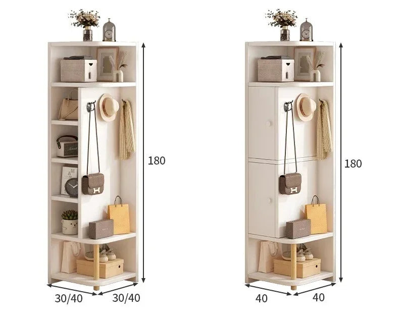 Corner storage cabinet for home use, simple foyer, coat rack, corner wall display cabinet, floor standing bookshelf, bedroom sid