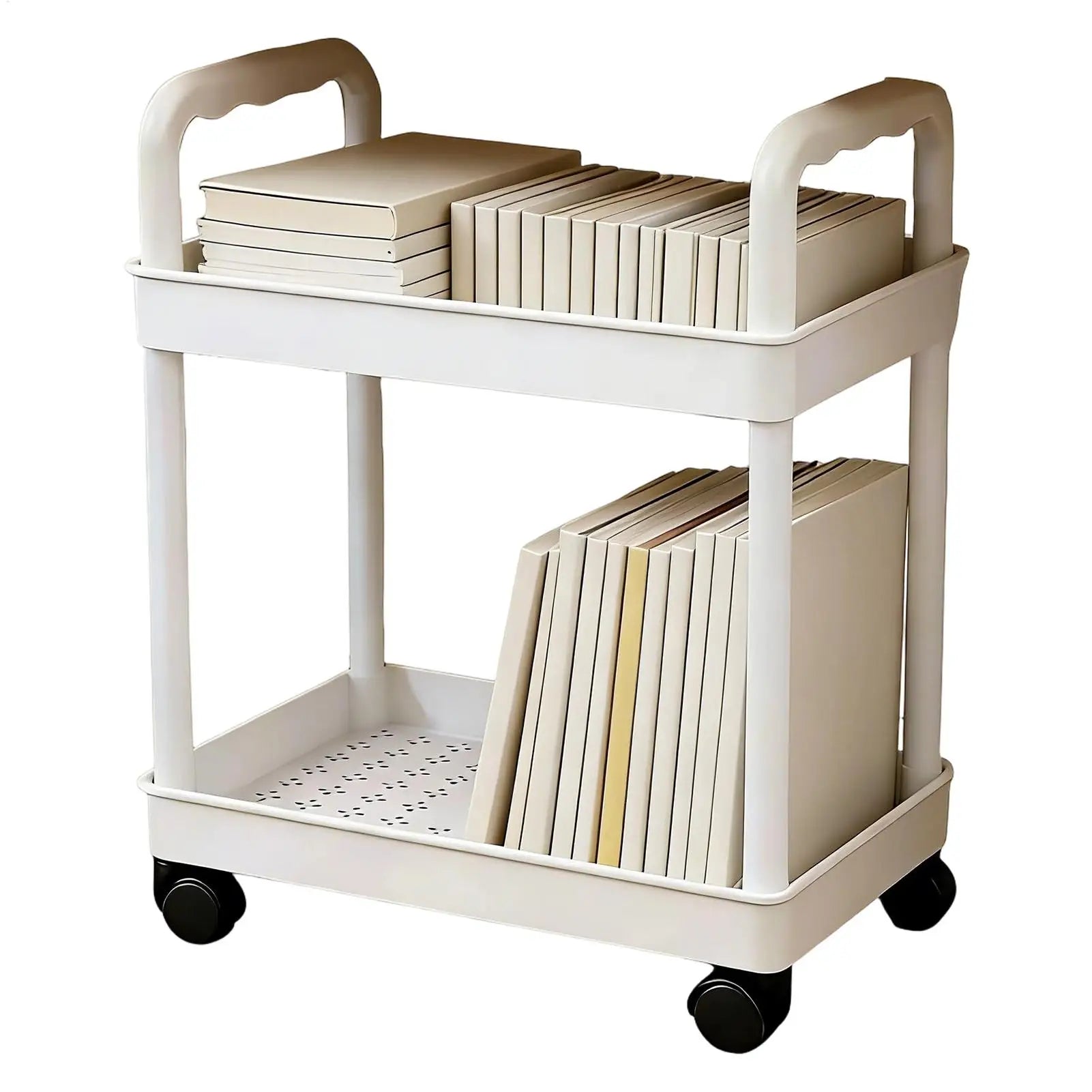 Étagère de rangement Chariot de rangement de cuisine à 2 niveaux avec roulettes Organisateur peu encombrant pour la maison, la salle de bain, le garde-manger, la buanderie, le dortoir, le lieu de travail