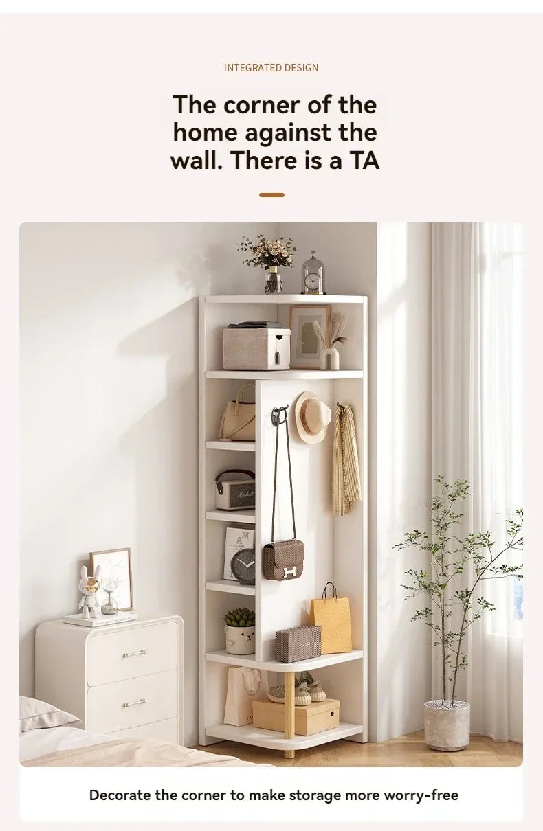 Corner storage cabinet for home use, simple foyer, coat rack, corner wall display cabinet, floor standing bookshelf, bedroom sid