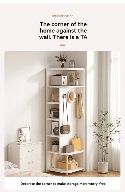 Corner storage cabinet for home use, simple foyer, coat rack, corner wall display cabinet, floor standing bookshelf, bedroom sid