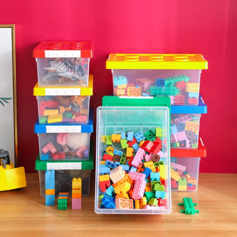 Kids Building Block Storage Box - Stackable Toys Organizer | Holds Books, Stationery, Sundries & Snacks