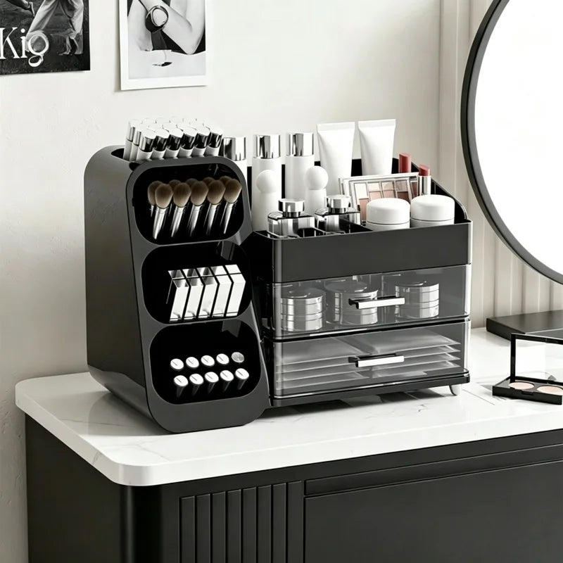 Boîte de rangement de cosmétiques, coiffeuse à domicile, rangement haut de gamme, grande et multifonctionnelle, compartimentée, pratique, nouvelle arrivée.