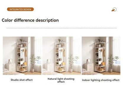 Corner storage cabinet for home use, simple foyer, coat rack, corner wall display cabinet, floor standing bookshelf, bedroom sid
