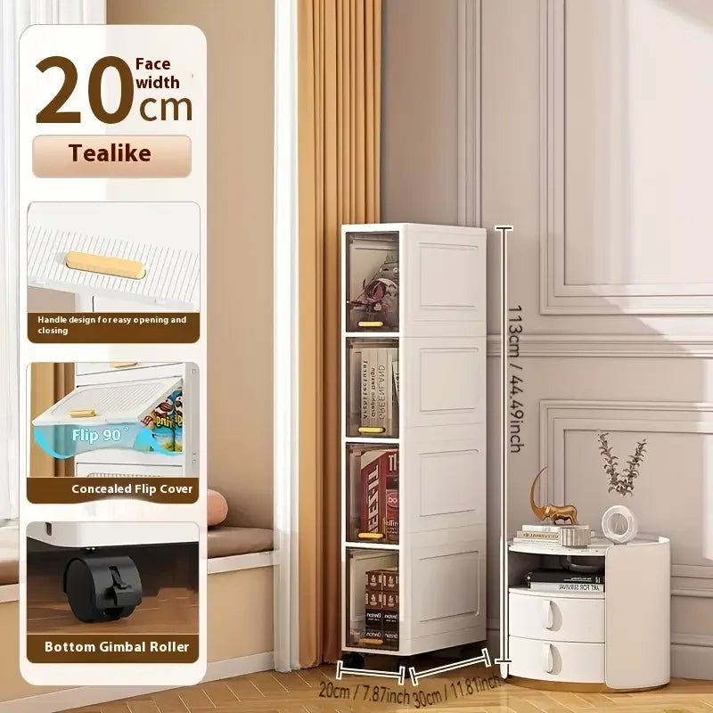 Meuble de rangement étroit de 20 cm, organisateur roulant fin à 3/4/5 niveaux avec roues, étagère peu encombrante Blanc de rangement polyvalent