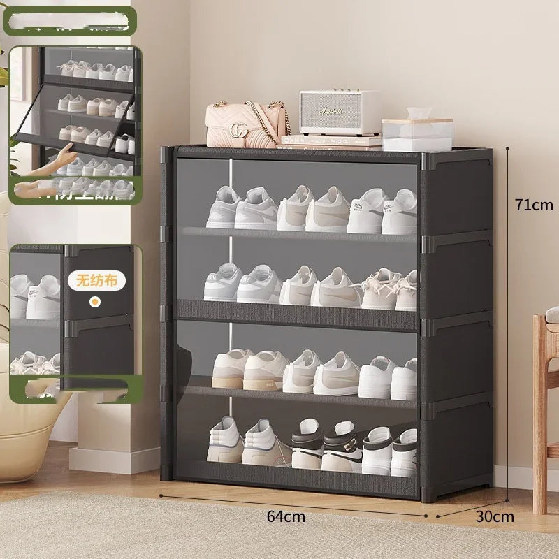 Meuble à chaussures anti-poussière simple sur pied, étagère facile à monter pour dortoir, chambre, maison de location, fournitures d'organisation d'entrée