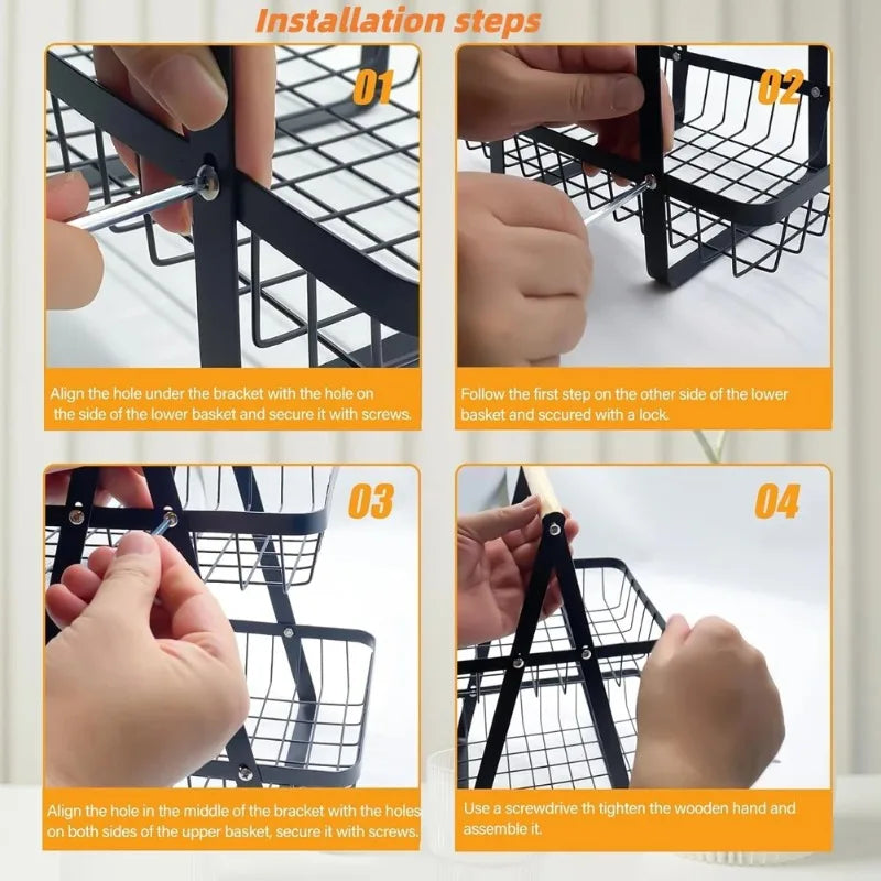 Panier de rangement multifonctionnel, étagère de bureau, support de rangement pour snacks et fruits, étagère de rangement pour condiments de cuisine et vaisselle