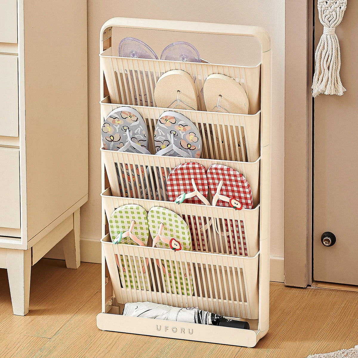 Shoe storage rack, space-saving multifunctional storage rack, suitable for living room, bedroom, also functions as a bookshelf.