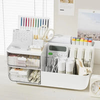 Desktop Storage Box, Divided Drawer For Easy Organization, Office Stationery Organizer, Study Desk Storage Rack