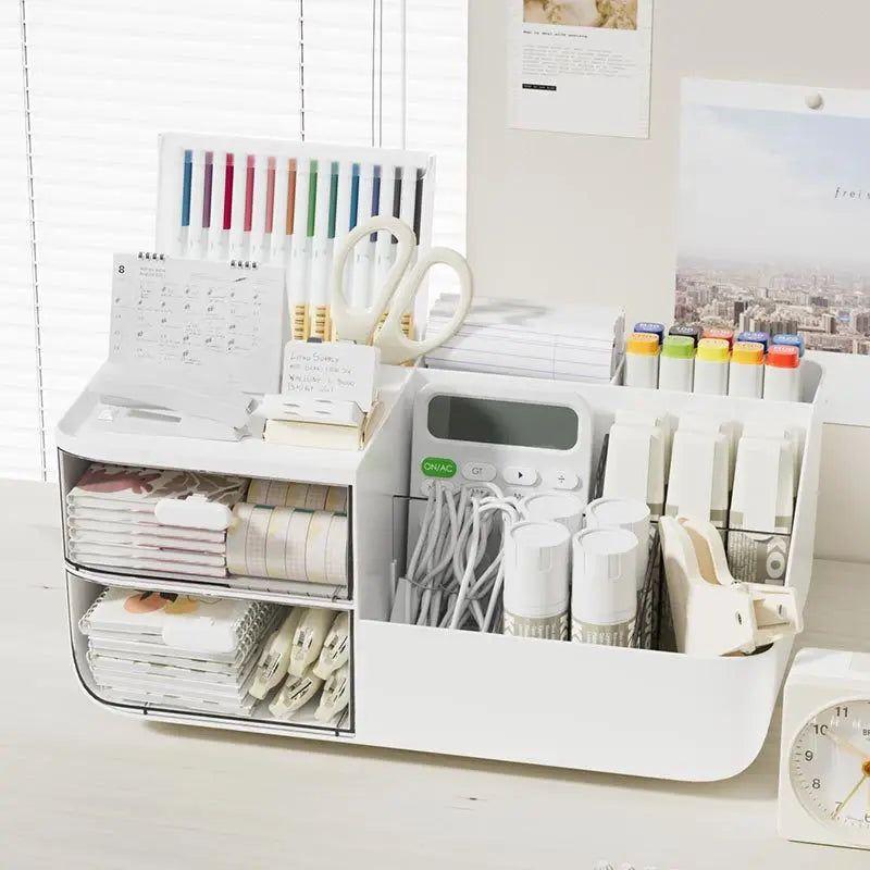 Boîte de rangement de bureau, tiroir divisé pour une organisation facile, organiseur de papeterie de bureau, étagère de rangement pour bureau d'étude