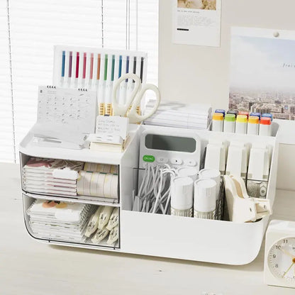 Desktop Storage Box, Divided Drawer For Easy Organization, Office Stationery Organizer, Study Desk Storage Rack