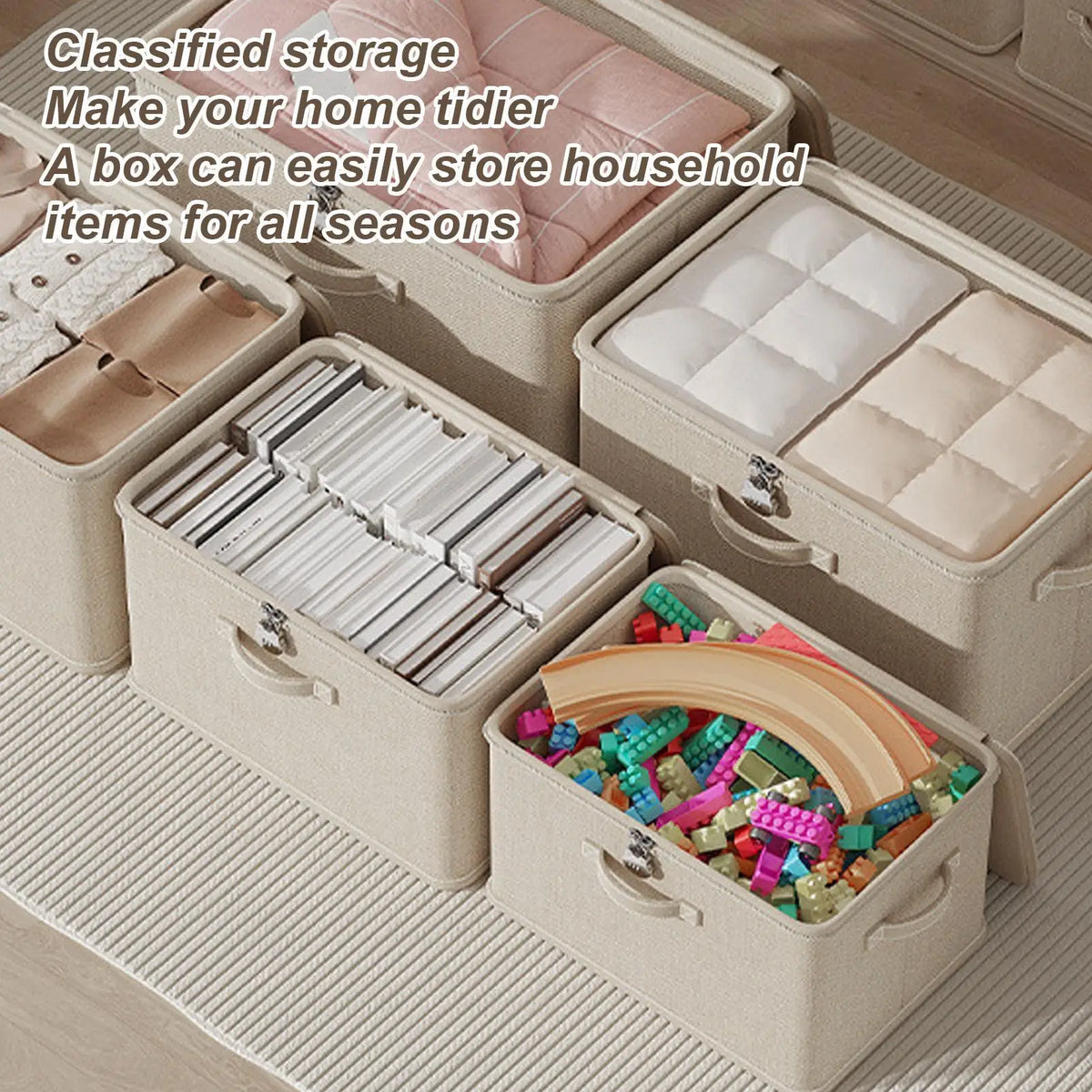 Large Storage Box with Lock Stackable Storage Container Secure with Handle Locking Organizing Bin Washable Shelf Baskets for