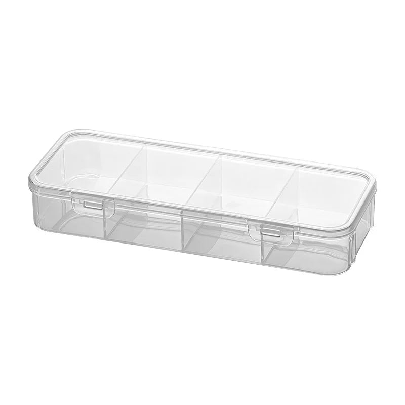 4 Grid Divided Food Storage Box Stackable Fridge Storage Container Fresh-Keeping Kitchen Ginger Garlic Green Onion Organizer Box