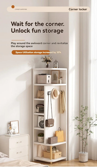 Corner storage cabinet for home use, simple foyer, coat rack, corner wall display cabinet, floor standing bookshelf, bedroom sid