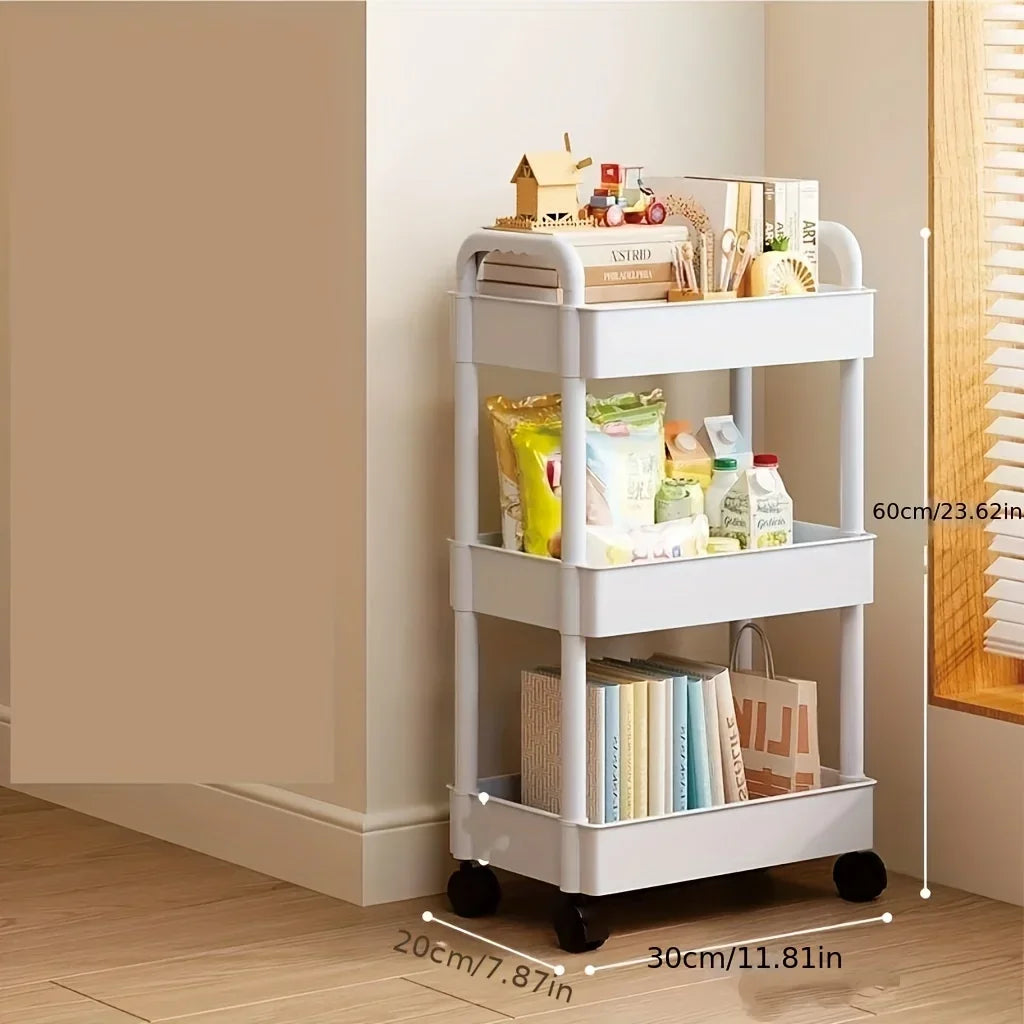 Open Shelf Storage Cart Multifunctional Organizer Rack Book Display Unit Home Decor Kitchen Bedroom Living Room Snack Organizer