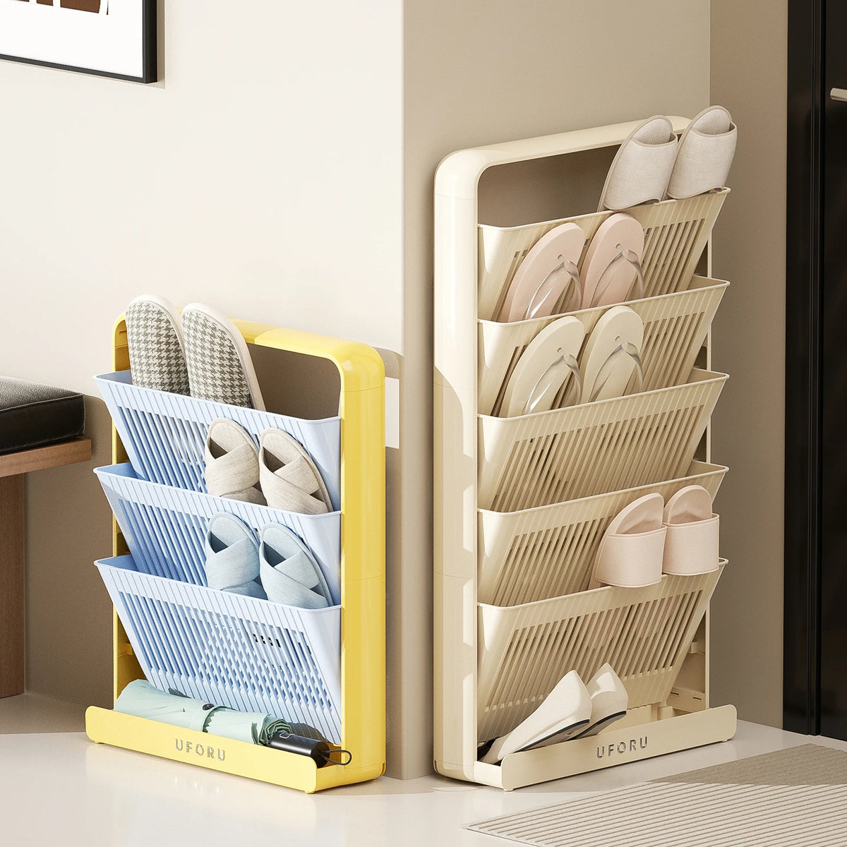 Shoe storage rack, space-saving multifunctional storage rack, suitable for living room, bedroom, also functions as a bookshelf.