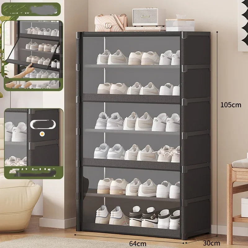 Meuble à chaussures anti-poussière simple sur pied, étagère facile à monter pour dortoir, chambre, maison de location, fournitures d'organisation d'entrée