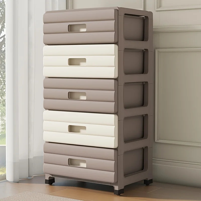 Meuble de rangement blanc à 5 tiroirs - Robuste, coulissement fluide pour l'organisation de placard, bureau, chambre.