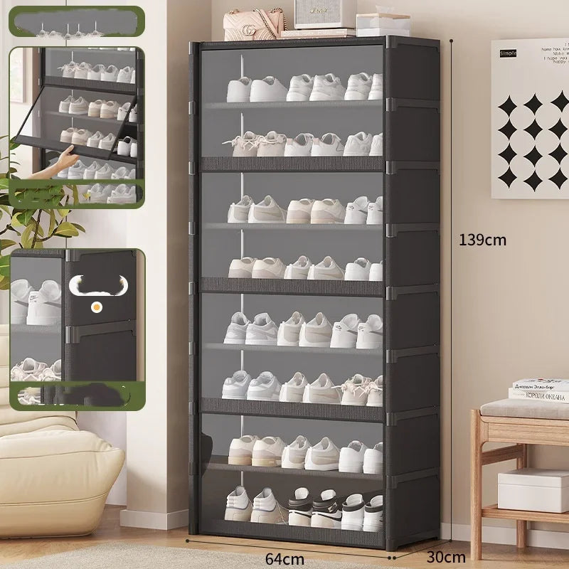 Meuble à chaussures anti-poussière simple sur pied, étagère facile à monter pour dortoir, chambre, maison de location, fournitures d'organisation d'entrée