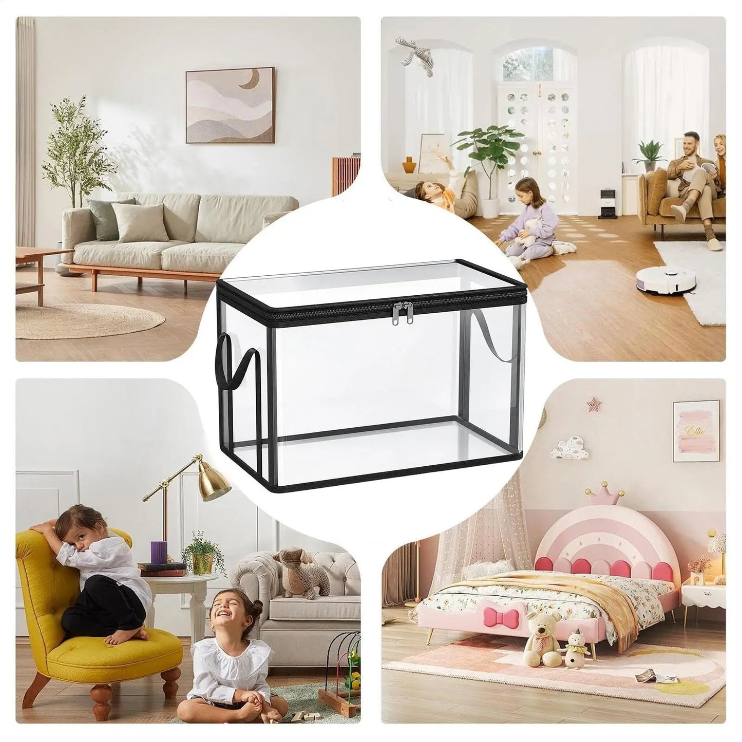 Clear Stackable Storage Boxes Large Capacity Organizer Bins for Books Toys Clothes Snacks, Stackable Design Saves Space ﻿