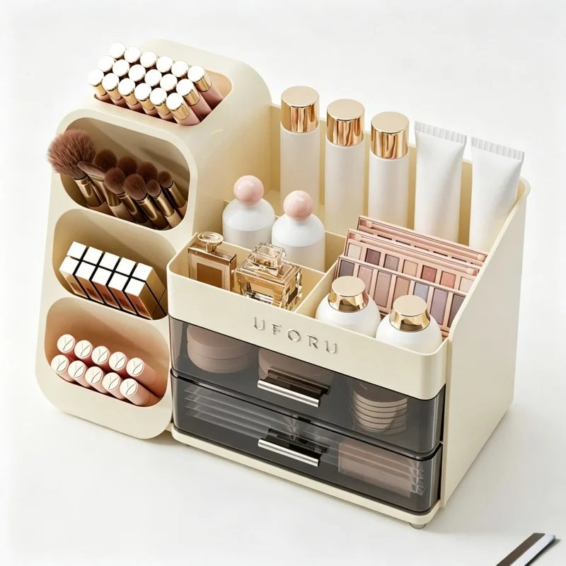 Boîte de rangement de cosmétiques, coiffeuse à domicile, rangement haut de gamme, grande et multifonctionnelle, compartimentée, pratique, nouvelle arrivée.