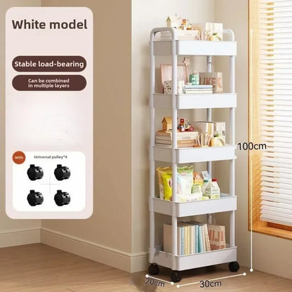 Open Shelf Storage Cart Multifunctional Organizer Rack Book Display Unit Home Decor Kitchen Bedroom Living Room Snack Organizer