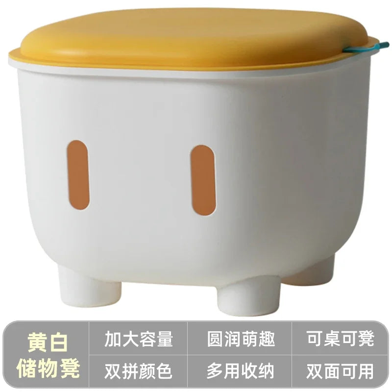 Children's Large Capacity Toy Storage Box Cartoon Sorting Stool Plastic Foot Stool That Can Sit - Organizing Box for Kids