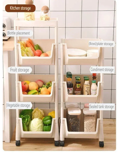 Mobile Storage Shelf] Mobile Plastic Storage Shelf Unit with Wheels - Practical Shelf for Living Room, Bedroom, Dormitory Amagi