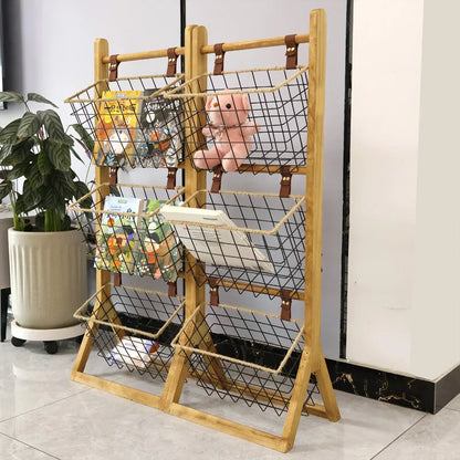 Home Floor Simple Storage Rack Household Living Room Kitchen Multi-functional Storage Shelves Metal Storage Shelves Snack Toys