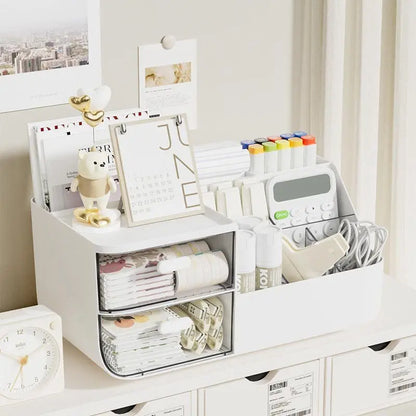 Desktop Storage Box, Divided Drawer For Easy Organization, Office Stationery Organizer, Study Desk Storage Rack