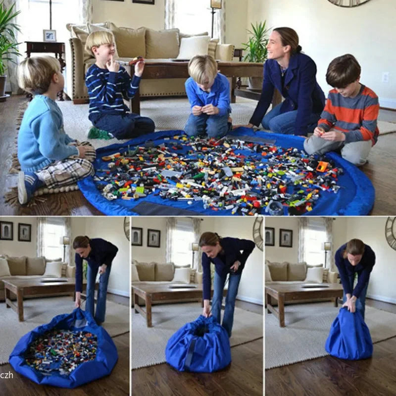 Kids' Toys Storage Bag - Portable Play Mat for Building Blocks, Multifunctional Organizer with Carry Handle, Christmas Gift