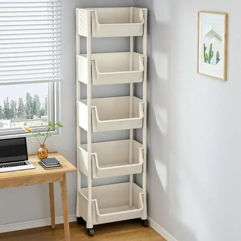 Étagère de Rangement Mobile] Étagère de Rangement Mobile en Plastique avec Roues - Étagère Pratique pour Salon, Chambre à Coucher, Dortoir Amagi