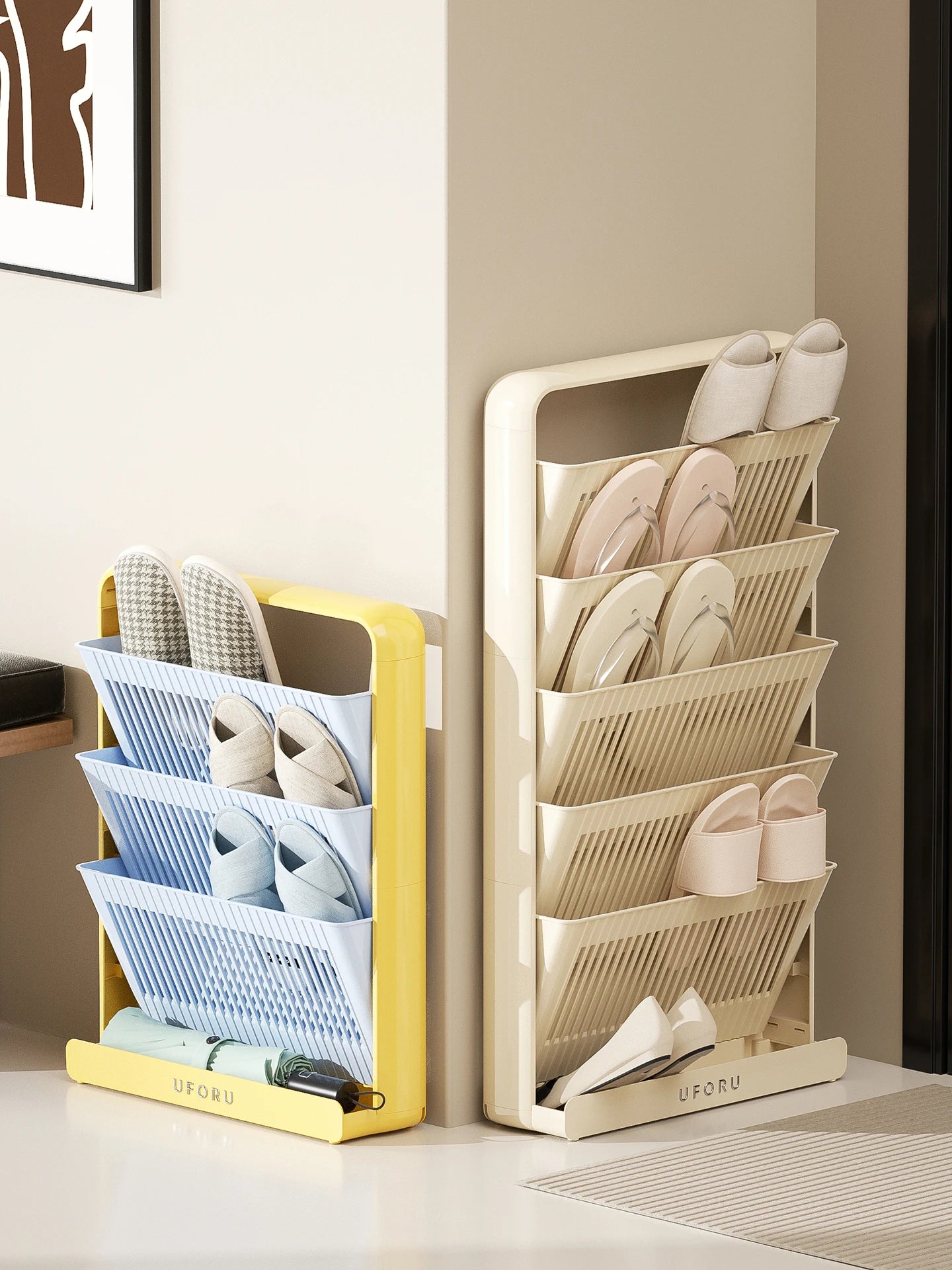 Shoe storage rack, space-saving multifunctional storage rack, suitable for living room, bedroom, also functions as a bookshelf.
