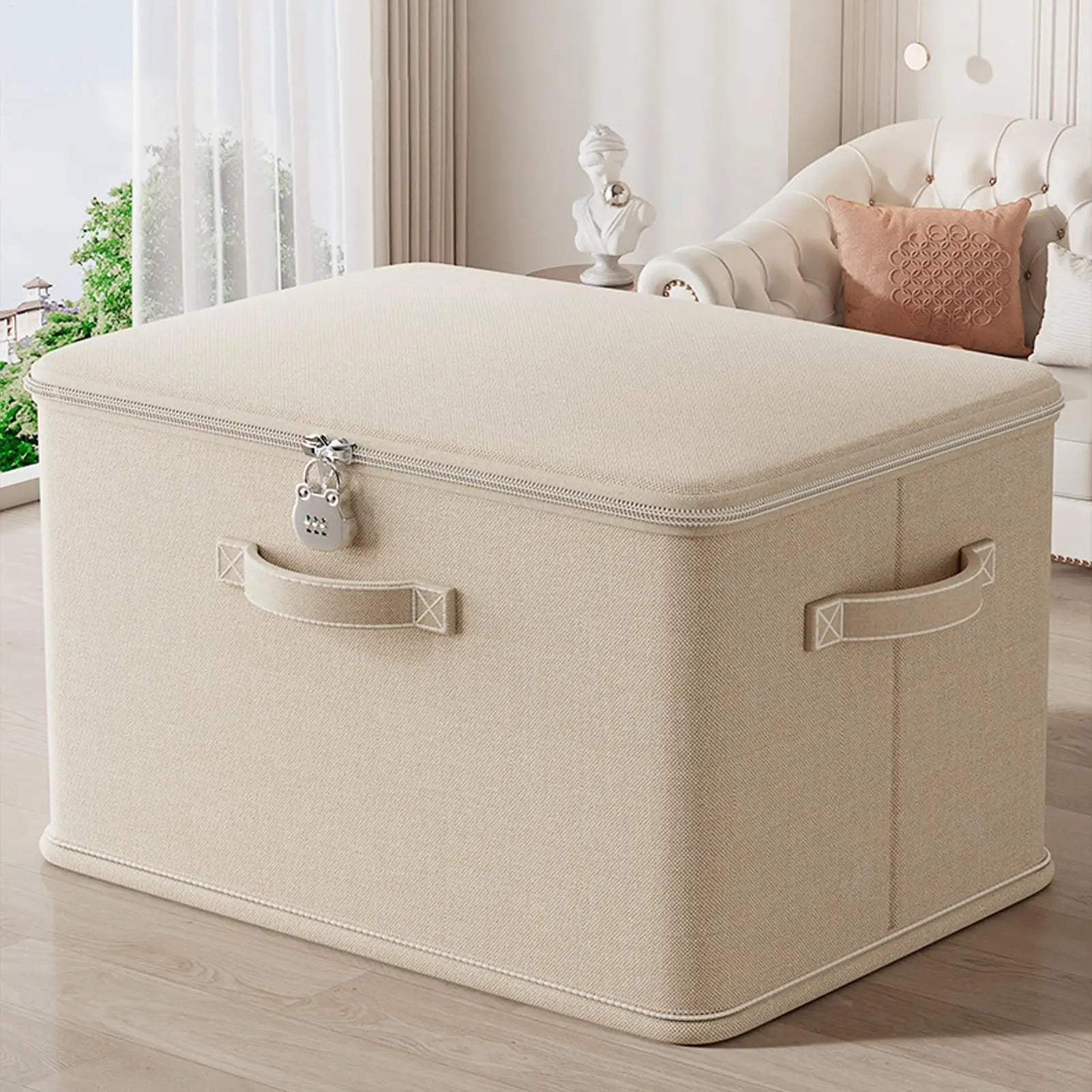 Grande boîte de rangement avec serrure, conteneur de rangement empilable sécurisé avec poignée, bac de rangement verrouillable, paniers de rangement lavables pour étagère pour