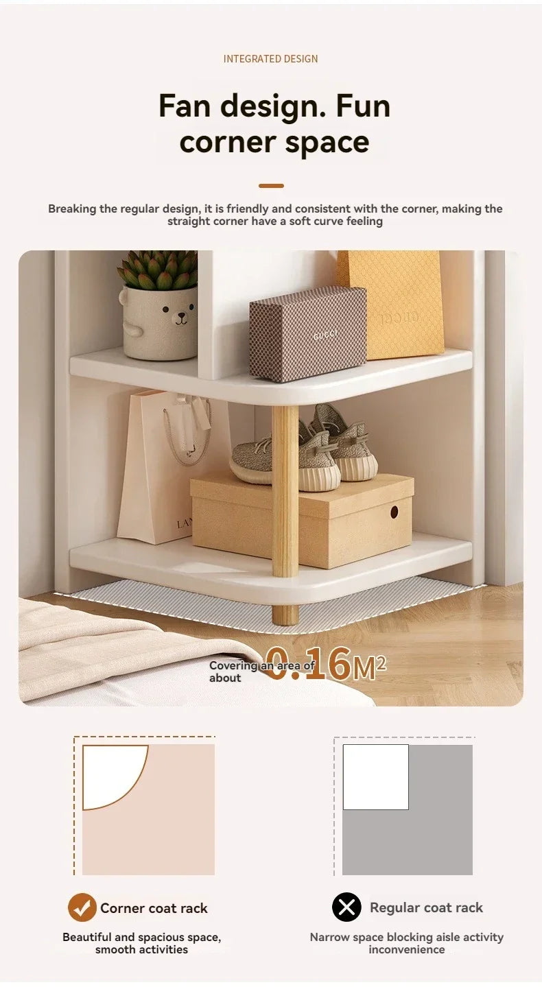 Corner storage cabinet for home use, simple foyer, coat rack, corner wall display cabinet, floor standing bookshelf, bedroom sid