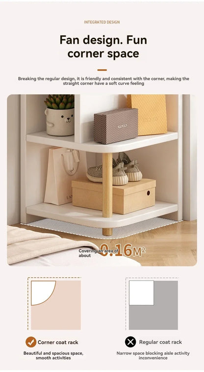 Corner storage cabinet for home use, simple foyer, coat rack, corner wall display cabinet, floor standing bookshelf, bedroom sid