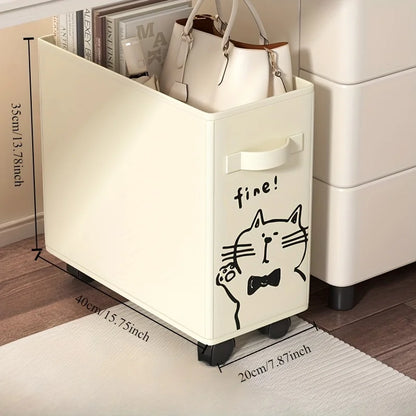 Workplace storage basket, desk-under storage rack with wheels, movable storage rack for dormitory floor