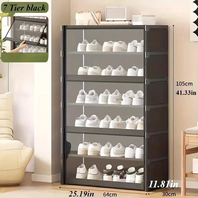 Meuble à chaussures anti-poussière simple sur pied, étagère facile à monter pour dortoir, chambre, maison de location, fournitures d'organisation d'entrée