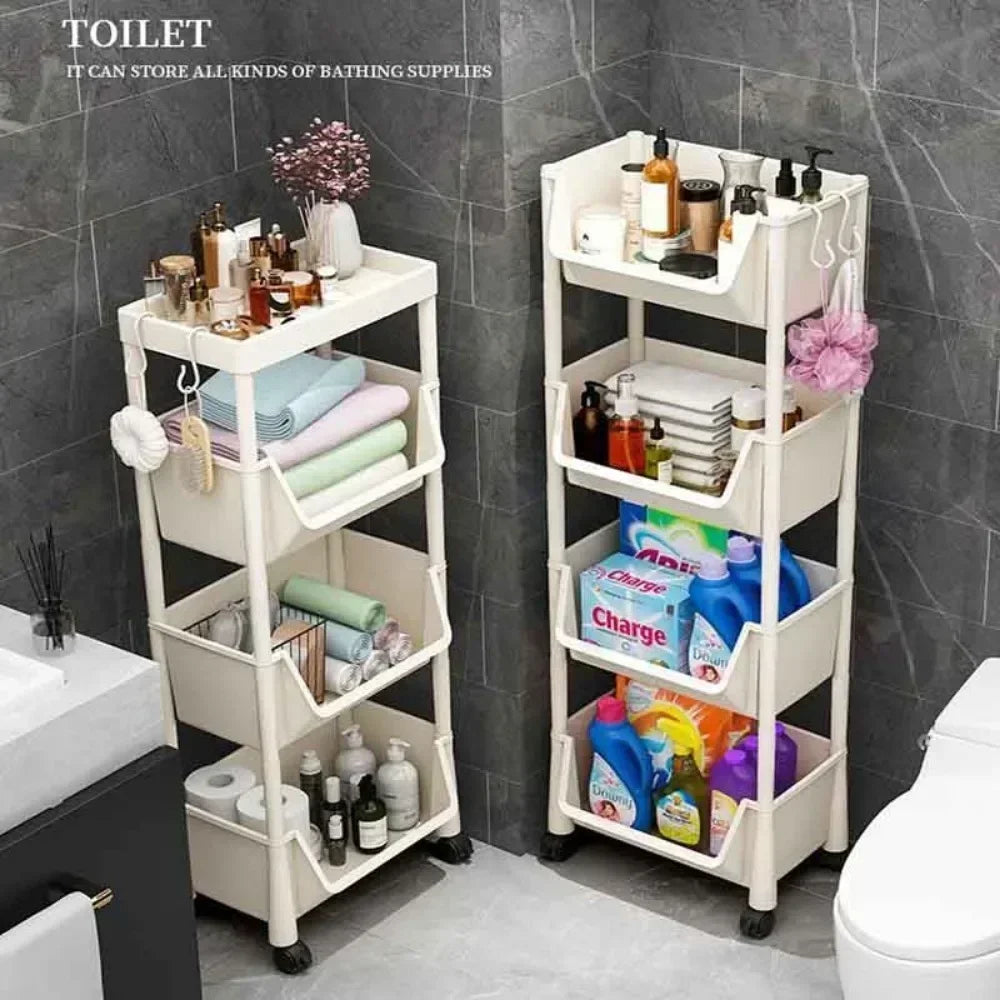 Étagère de Rangement Mobile] Étagère de Rangement Mobile en Plastique avec Roues - Étagère Pratique pour Salon, Chambre à Coucher, Dortoir Amagi